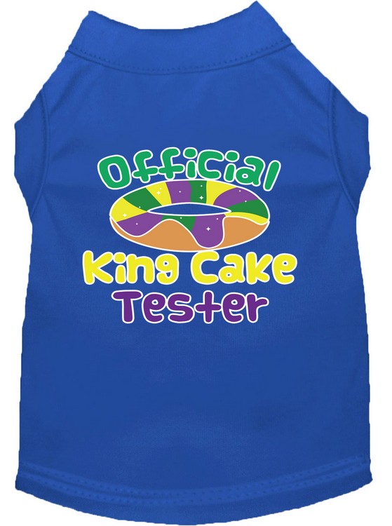 King Cake Taster Screen Print Mardi Gras Dog Shirt Blue XS